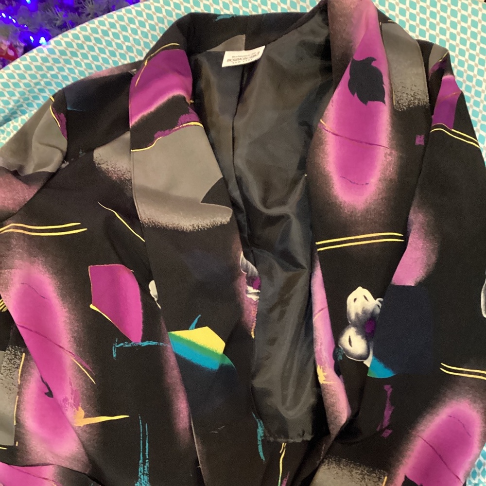Vintage oversized large graphic blazer Brownstone Studio New York abstract flora